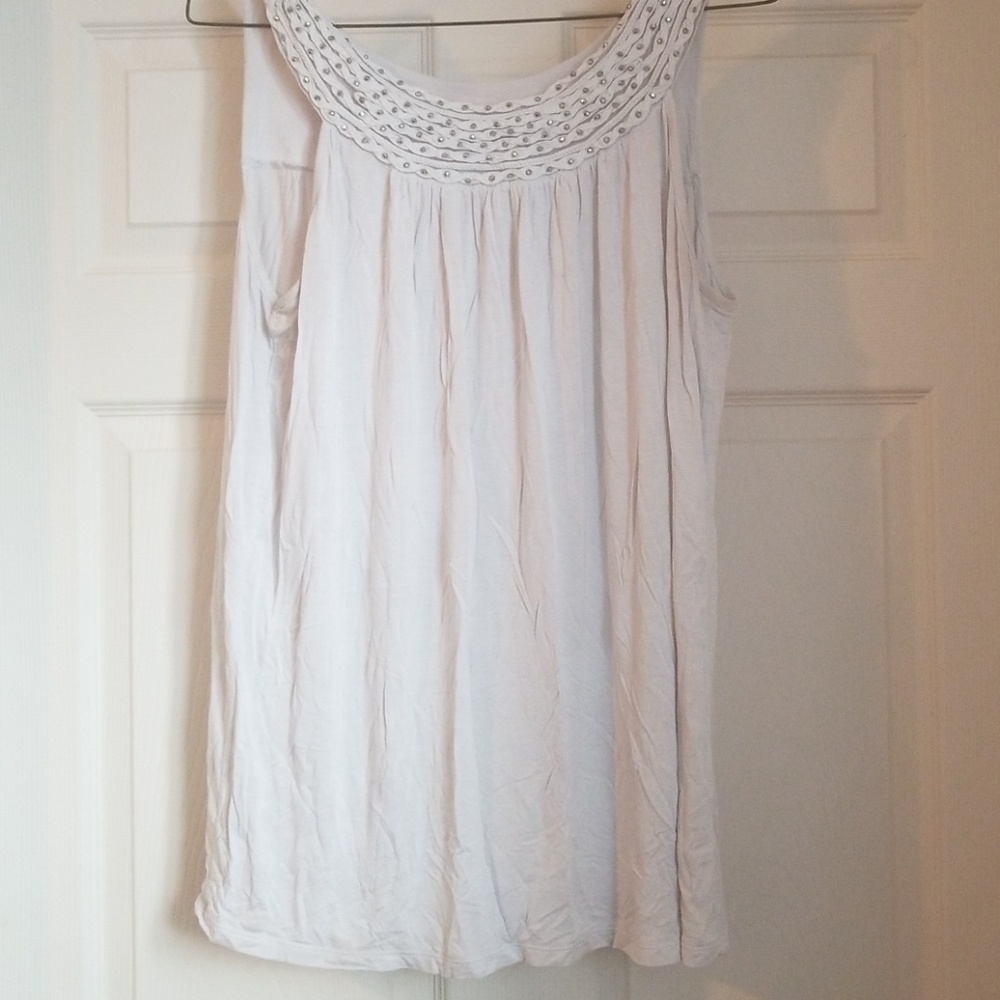 Used White Beaded Tank Top